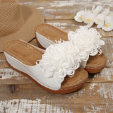 Breakj New Summer Women's Slope And Thick-Bottom Slippers Large-Size Wear With Flowers