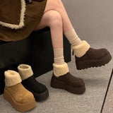 Breakj Bottom Height Snow Boots Women 2025 New Winter Plus Velvet Warm Hair Short Boots Fashion Ugly Big Head Cotton