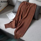 autumn winter chic Harem Pants Women Loose Trousers female Knitted Pants knit Trousers With Pockets Radish