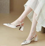 Breakj Yards Large-Size Women's Shoes 41 Fat Summer Thick Heel With Sandals Women's Pointed Korean Version Of Shallow Roman