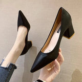 Heels Women 2023 New Korean Style Pointed Shallow Mouth Thick Heel Fashion Women's Shoes Zapatos De