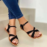 Summer Women Flat Sandals Gold Open Toe Beach Shoes Gladiator Cross Strappy Ladies Sandals Zapatos Mujer Chaussure