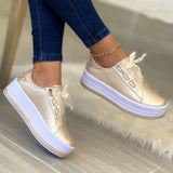 Breakj Casual Women's Single Shoes In Front Of The Lace With Round Head Thick-Soled Viscose Shoes Large-Size Leisure Single
