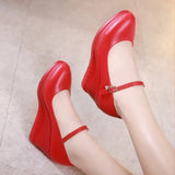 Shoe Women's Slope Heel 2023 Spring New Style Waterproof Platform Pointed Work Shoes High Heel Slope Heel Cheongsam Catwalk