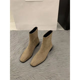Heel Suede Korean Small Ankle Boots Female Shoes 2024 New Autumn And Winter Versatile Add Velvet Thin Boots Foreign Style Short