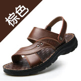 Sandals Men's Summer New Men's Casual Beach Shoes Leather Fashion Breathable Slippers Thick-soled Shoes Tide Man
