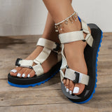 Breakj 2023 New Size Large Fashion Casual Velcro Flat Sandals Beach Sandals