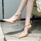 Breakj High-Heeled Women 2025 Summer New Bun Head With Temperament Fine And French Pointed