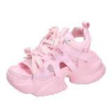 Women's White Chunky Sports Sandals Hollow Out Platform Wedge Sandals for Women Summer 2023 Fashion Thick Bottom Sandalias