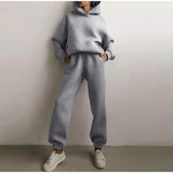 Elegant Solid Sets For Women Warm Hoodie Sweatshirts And Long Pant Fashion Two Piece Sets