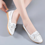 Shoes Butterfly Knot Flat Slip On White Gray Black Hollow Out Breathable Tassel Female Footwear Party Dress Bullet