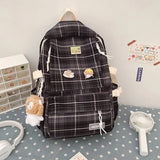 2022 Women Backpack Japanese Plaid Backpack Korean Large capacity Students schoolbag Campus Stripe Fashion girl School