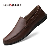 Italian Mens Shoes Casual Luxury Brand Summer Men Loafers Split Leather Moccasins Comfy Breathable Slip On Boat