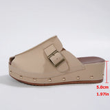 Breakj Bottom Buckle Buckle Stud Fish Mouth Slippers Women Wearing Belt Buckle British Wind Beach Cool