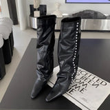 Breakj Trousers Boots 2025 New Net Red Fat Mm Pointed Slope And High But Knee Long Boots
