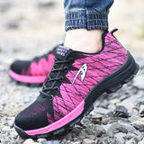 Work Safety Shoes With Steel Toe Cap Unisex Wear-Resisting Boots Red Protective Industrial Casual Sneakers Free