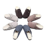 2023 New Winter Unisex Cork Slippers Casual Women Plush Inside Men Buckle Nubuck Leather Closed Toe Slide Slip on