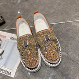 Womens Loafers Shoes Female Footwear Clogs Platform Casual Sneaker Crystal Round Toe Modis Slip-on Big Size Dress New Creepers