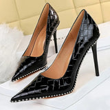 Shoes Quality High Heels Women Pumps Rivet Metal Chain Women Heels Stiletto 2022 Luxury Banquet Shoes Pumps Female
