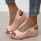 New Summer Sandals Women's Fashion Roman Women's Shoes Clasp Fish Mouth Beach Slope Heel Women's