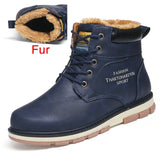 2022 Newest Autumn Winter Ankle Warm Boots Quality PU Leather Men Casual Working Shoes Vintage Style Lace Up Men
