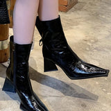 Breakj Design 2025 Autumn And Winter New Small Square Head Thick Heel High Heel Boots Martin Boots High Heels High Heels Fashion