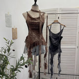 Vietnamese Niche Hot Girls Unristered Ribbon Vest Repair Hanging Neck Short Sling
