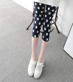Calf-Length Floral Stripe Print Sexy Pants Black Short Capris Women Summer Leggings High