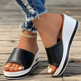 Breakj And Summer New Fish Mouth Slope With Slippers Women Wear Fashion Casual One-Word Drag Plus Size Women's