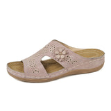Breakj Asia Large-Size Hollow Flowers Thick Bottom Slippers Female Font And Beach Cool Slippers
