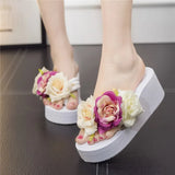 Slippers Summer Flip Flop Flowers decoration Female Flip flops High heels EVA Flip flops Bohemia Beach Slippers