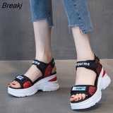 Summer Ladies Sandals Platform Wedge Heels Shoes Casual Heightening Slope with Women's High Heels Sports Beach Sandals