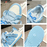 Women's Platform Vulcanized Shoes 2024 Spring Colorful Kawaii Casual Shoes Women's Board Shoes Round Toe Lace-up