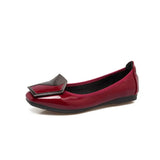 New Women Soft Ballet Flat Shoes PU Leather Heart Button Pointed Toe Women's Foldable Slip On Green Red Loafers