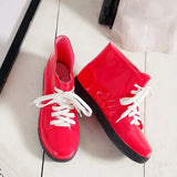 Women's Rainshoes Waterproof Non-Slip Flat Rubber Shoes Women Rain Boots Short Tube Lace Up Velvet Warmer Winter