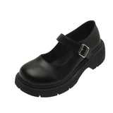Platform Flat Oxford Shoes Black Lace Up Leather Casual Round Toe Spring Autumn Shoes Heighten Waterproof Shoes Plus