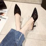 Semi-Slippers Women Wear 2024 New Summer Net Yarn Pointed High-Heeled Shoes Heel