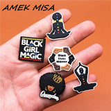 Black Lives Matter Shoe Charms Black Girl Magic Queendom Slipper Accessories Decoration fit Croc Jibz Party Kids Gifts