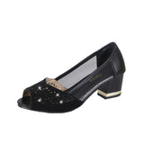 Summer Woman Pumps Bling Open Toe High Heels Hollow Out Women Sandals Dress Shoes OL office Square heel mujer Ladies