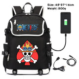 Anime Canvas Backpack Cartoon One Piece Cosplay Shoulder Bag School Laptop Bag Men Women USB Charging computer Travel