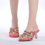 Slippers In The Summer Of 2024 Women's Fishmouth Shoes With Diamond Stilettos And Diamond Slippers Are Worn