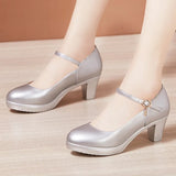 Catwalk High Heels Women's Cheongsam T Show White Size Waterproof Table Thick Heel Leather Round Head Single
