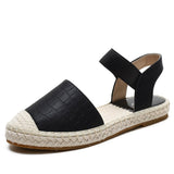 Summer Espadrilles Sandals Women Gold Flat Closed Toe Plus Size Slip On Fisherman Sandal Women's