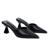 Breakj Half Slippers Women Wear Net Red Tip High Hears Thick And Cool Slippers Women 2025 Summer Heel Fashion