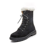 Woman Boots Winter Fur Boots Black Snow Boots Plush Warm Suede Ankle Booties Flat Shoes Women Botas