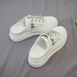 half slippers women's outer wear fashion 2021 new summer women's shoes mesh breathable white shoes Korean shoes