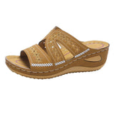 Breakj Thick Bottom Hollow Slippers Female Large Size Round Head Light Casual Foot Pedal Suture