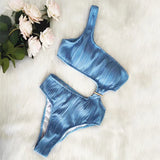 2025 New Solid-Color One-Shoulder Swimsuit Sexy Lady