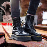 Boots for Women Chunky Martin Boots Genuine Leather Ladies Fashion Platform Motorcycle Boots Botas De Invierno Para