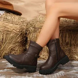 2025 Autumn And Winter New Large-Size Martin Boots Coarse And Fashion Martin Boots Thick Bottom Boots Round Head